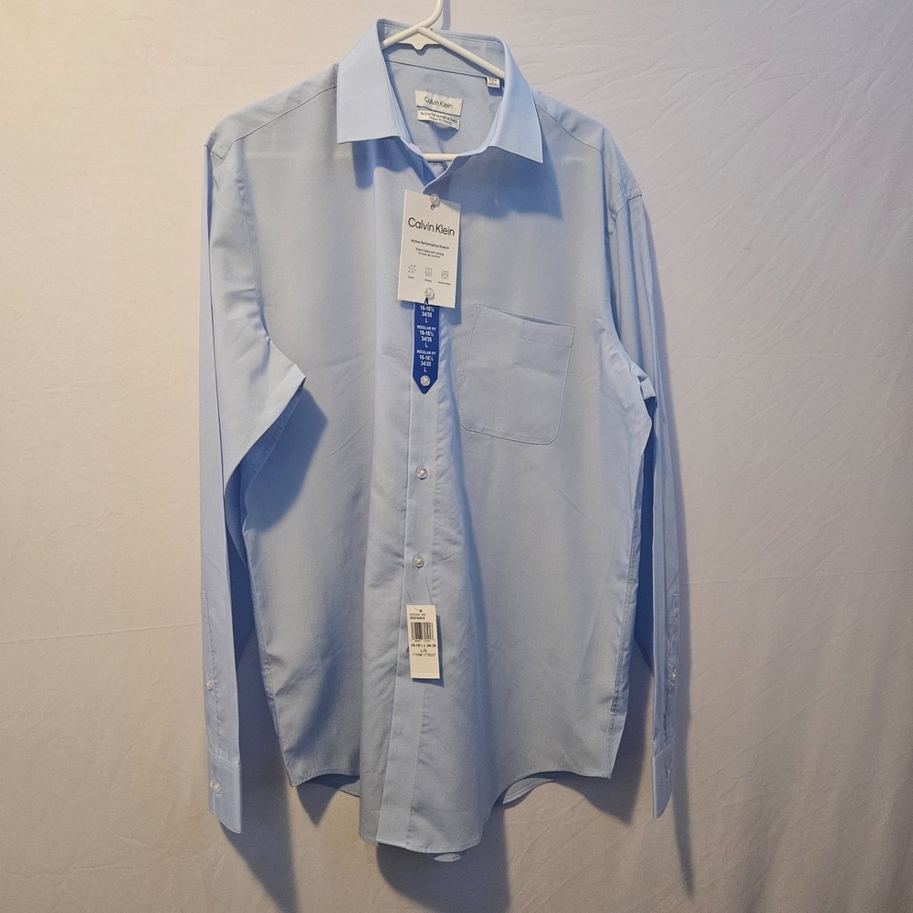 New Calvin Klein Men's Active Performance Stretch Shirt, Blue, L Muscle Accent